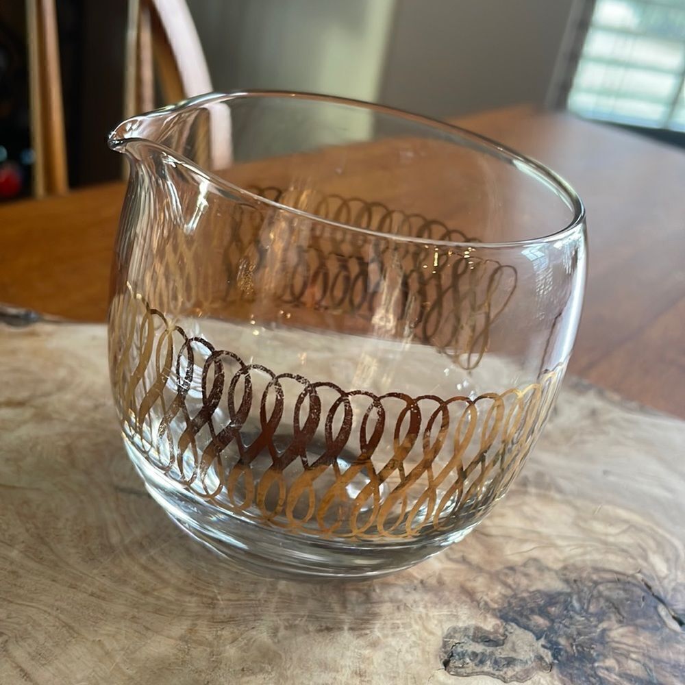 Vintage Roly Poly Pitcher with Gold Swirls